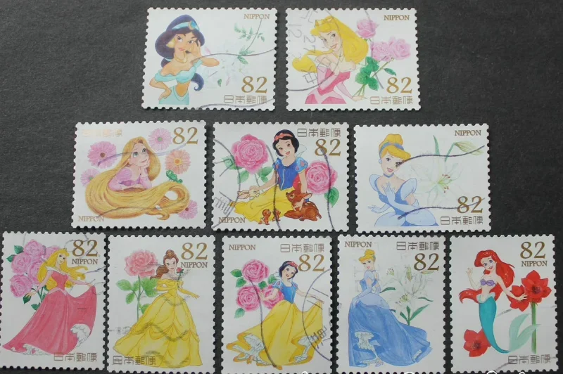 10 PCS, Japan Post Stamp, 2015, Cartoon Stamp, Real Original, Used with Post Mark