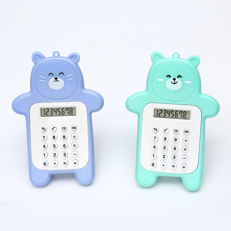 Kawaii Cartoon Beer Rekenmachine Leuke Mini Draagbare Kleine Rekenkundige Draagbare Basisschool Student Leuke Computer