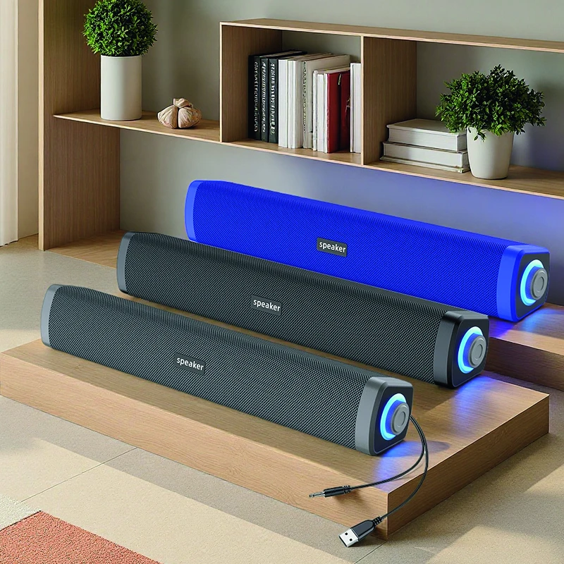 

1406 long strip fabric computer small speaker desktop home notebook desktop wired long strip gaming luminous small speaker