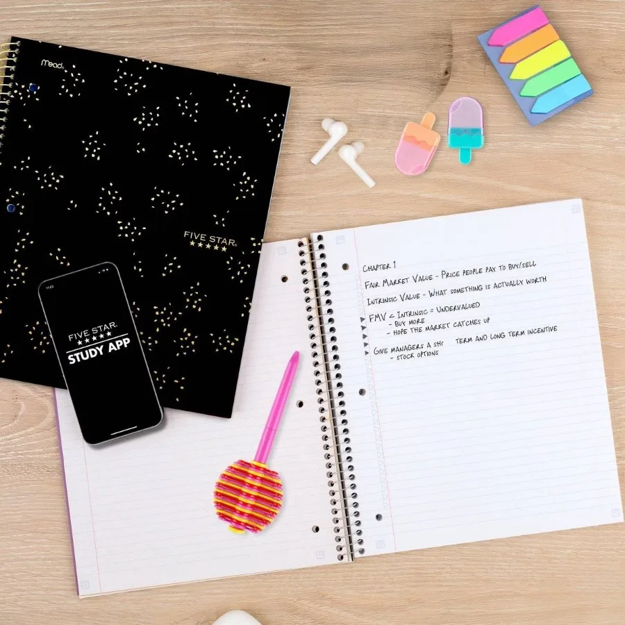 8.5x11 Inch Black Speckled College Ruled Notebook, Classic Lined Journal for Students, Homework and Daily Note‑Taking