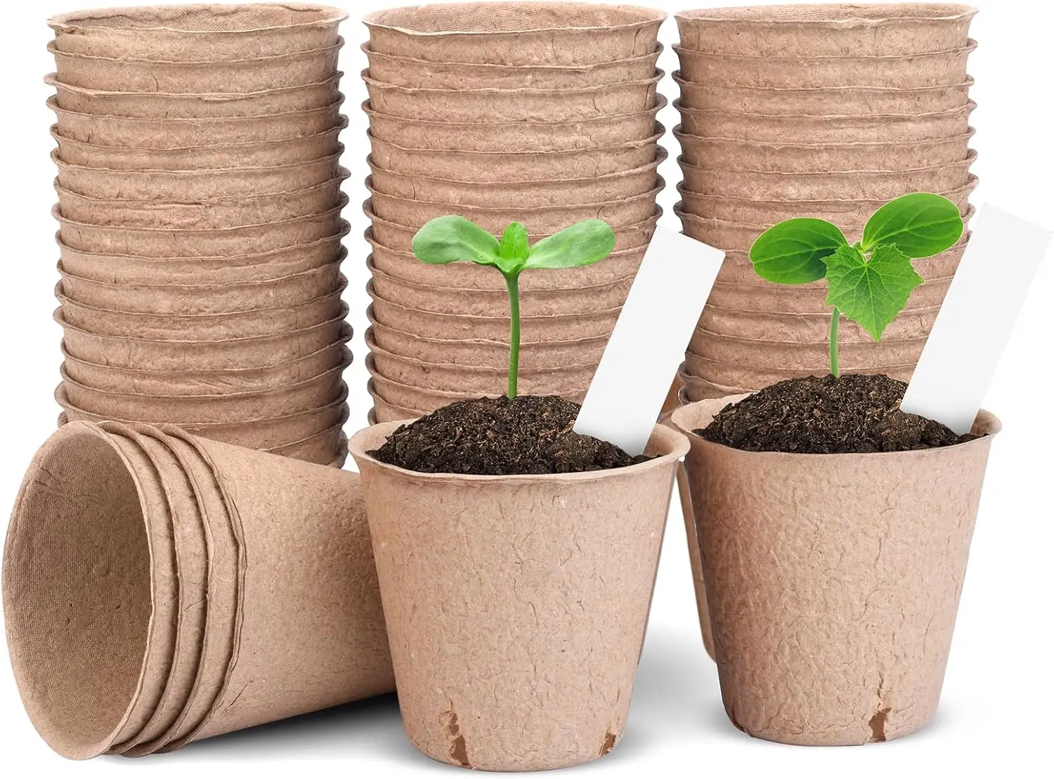 

Peat Pots for Seedlings 3.15 Inch, Biodegradable Round Seed Starter Pots with 10 Plant Labels for Garden Germination, Nursery Po