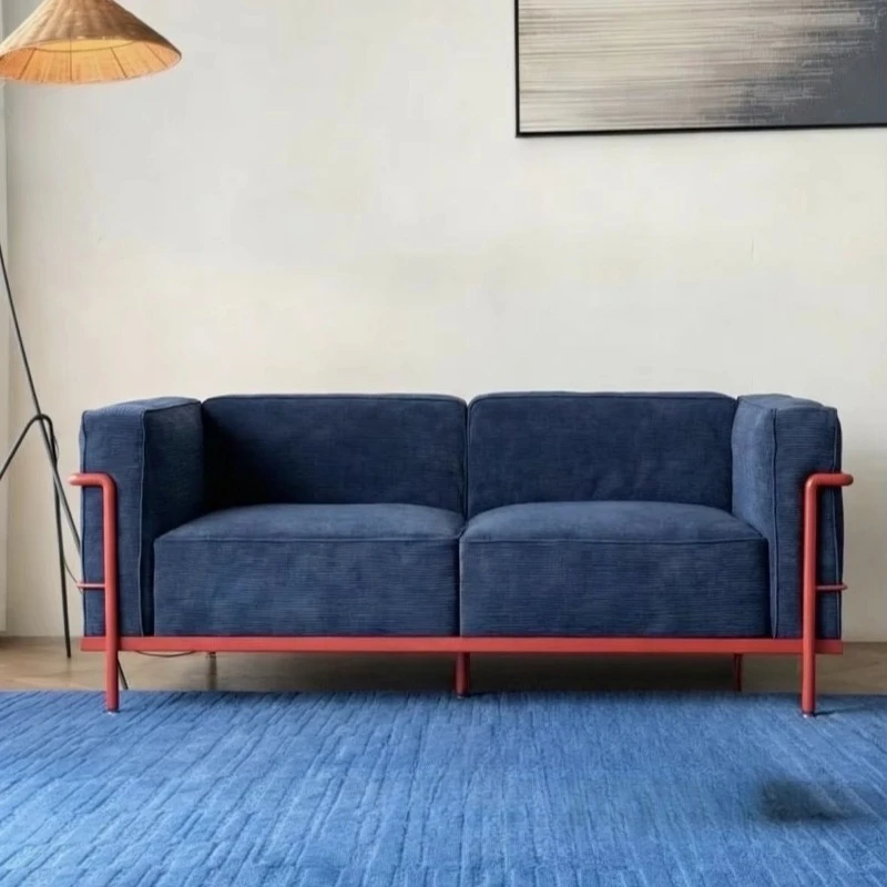Double sofa, suitable for small living room units, removable and washable sets, high-density sponge filling, red and blue.
