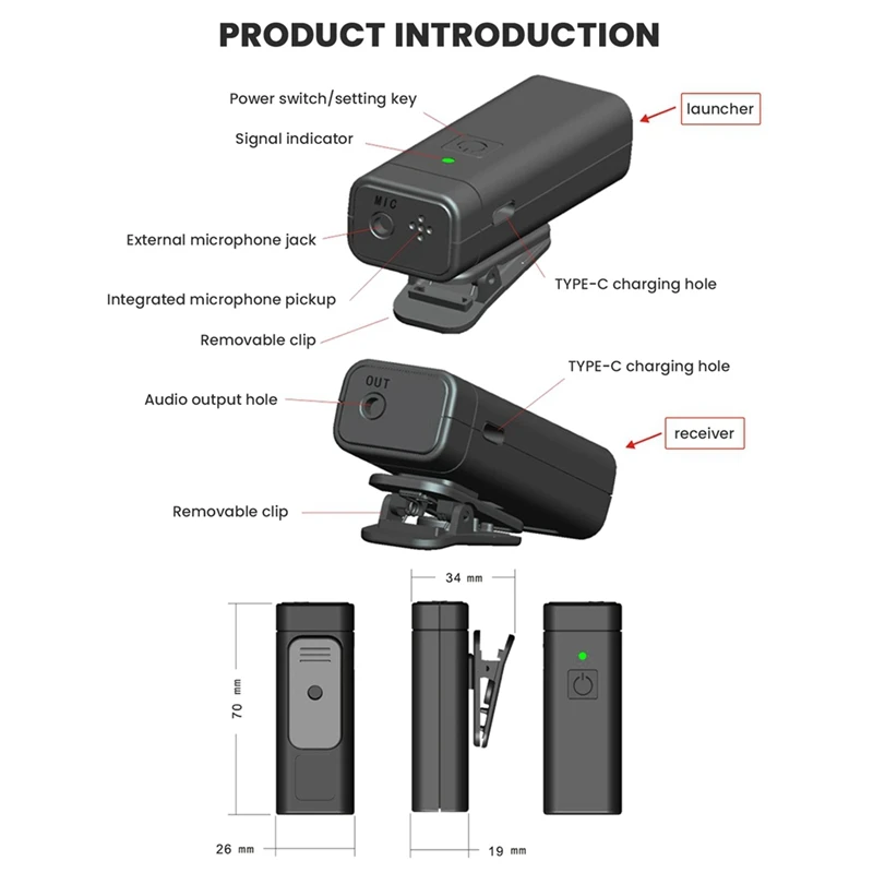 2X UHF Wireless In-Ear Monitor System Digital Sound Stage Sound Card Transmitter Receiver, 1 Receiver 1 Transmitter