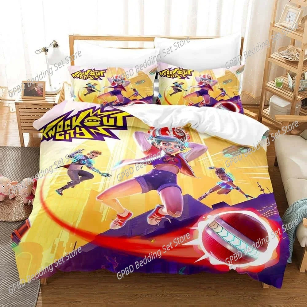 anime Game Knockout City 3D Bedding Set Duvet Cover Pillowcases Single Twin Full Queen King Size Home Decor Quilt Boys Gift