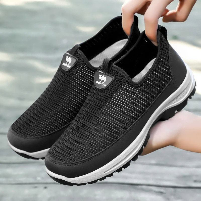 Men's shoes2026Summer cross-border new product versatile breathable casual slip-on shoes, non-slip dad walking shoes