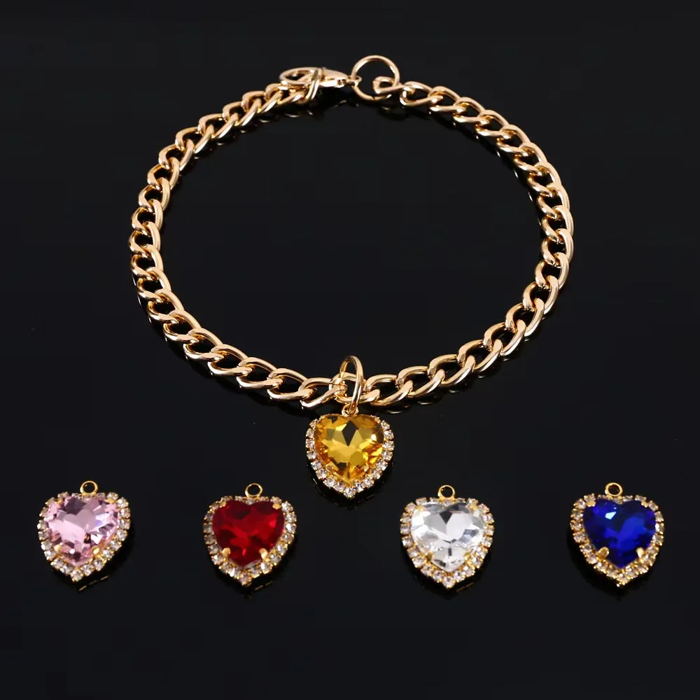 Luxury Crystal Chihuahua Dog Accessories for Cat Neck Wear Fancy Zircon Pet Necklace Adjustable Cosplay Small Dog Puppy Collar