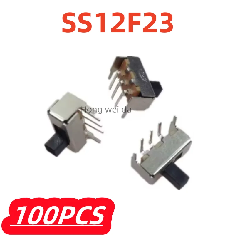 100cs/lot 100% New SS12F23 Toggle switch horizontal SS-12F23 4MM five-foot toggle switch 1P2T SPDT Miniature Slide Switch