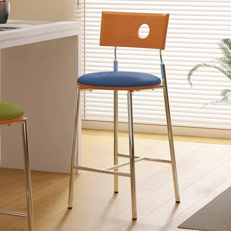 

Comfortable Cloth Bar Chair Backrest Decorative Accent Ergonomic Chairs Foldable Luxury Cafe Sillas De Bar Club Furniture