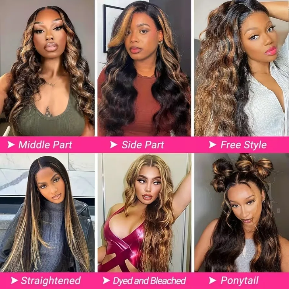Body Wave Lace Front Wig Highlight Honey Blonde Wig Human Hair 260 Density 13X6 Hd Frontal Wig Pre Plucked P1B30 Ombre For Women - view 4