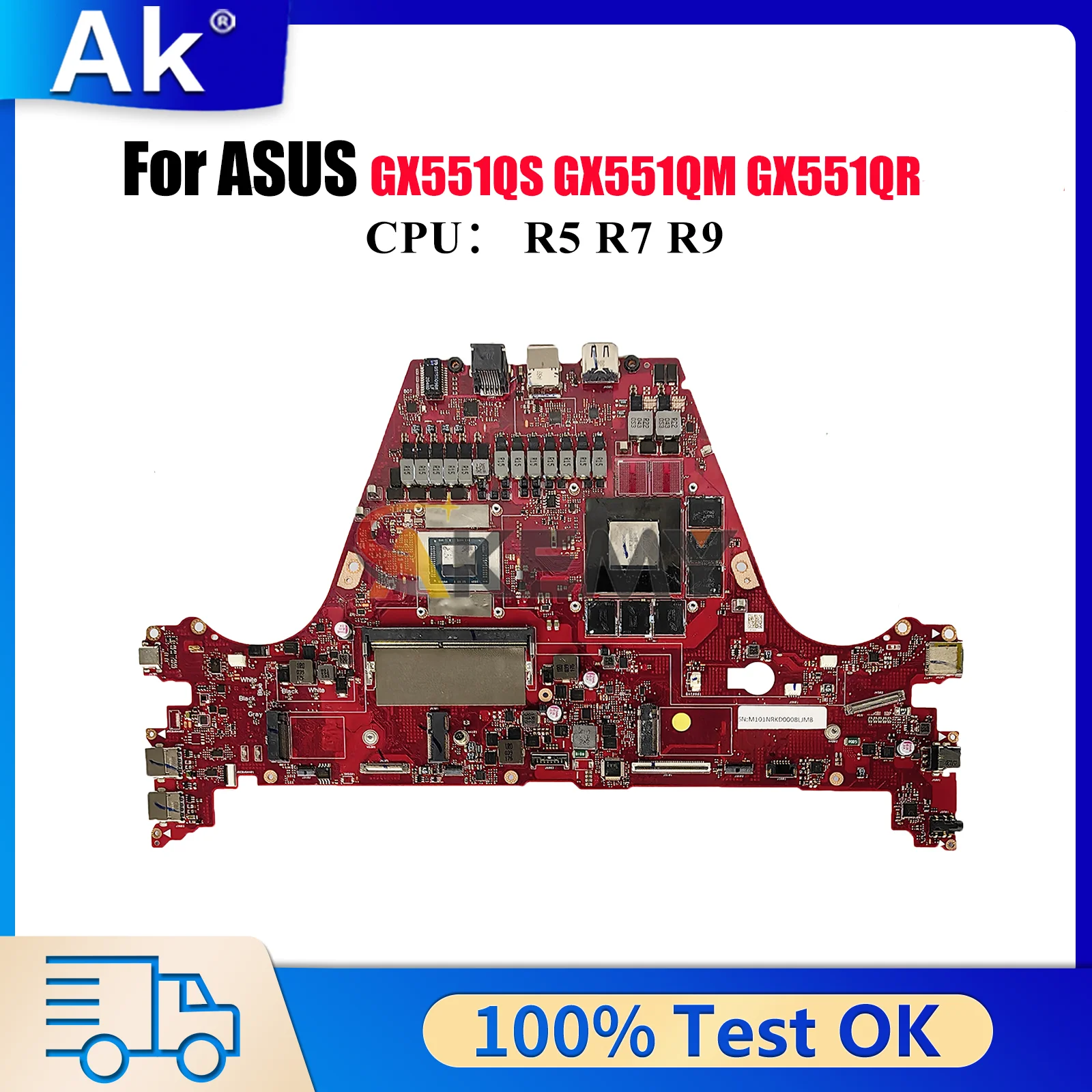 

GX551QS Laptop Motherboard For ASUS ROG Zephyrus Duo GX551QM GX551Q GX551QR GX551QS Mainboard W/ R5 R7 R9 CPU tests OK fast ship
