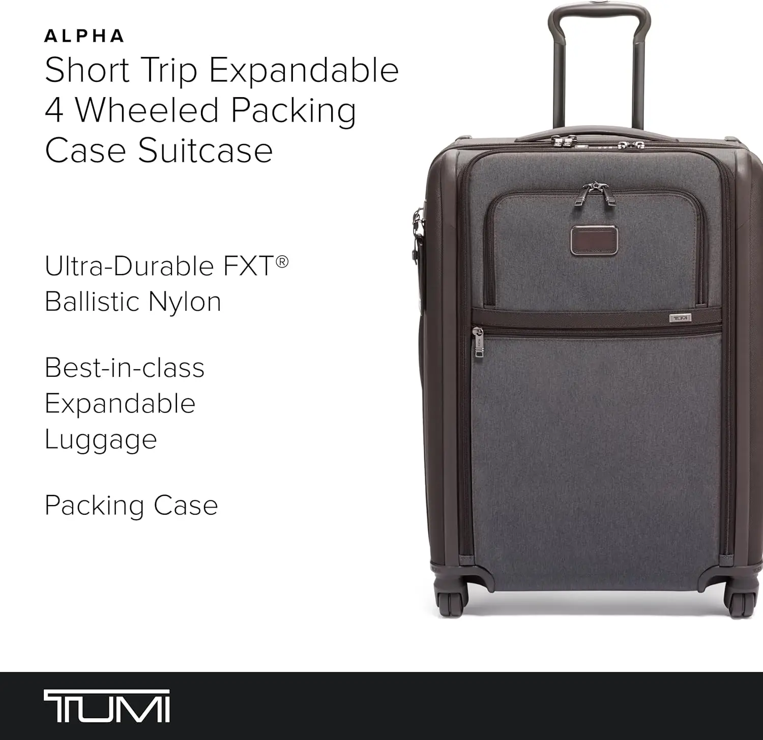 Short Trip Expandable 4-Wheeled Pacase - Carry-On Suitcase With Combination Lock & Removable Garment Sleeve - Anthracite