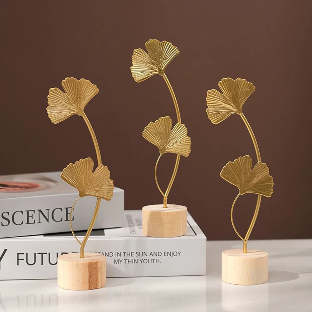 Ginkgo Leaf Decoration Wooden Ornaments Miniature Figurines Office Desktop Crafts Home Decor Wedding Gifts Home Accessories