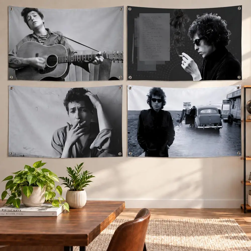 Singer Bob Dylan Flags Aesthetic Wall Tapestry Printed Wall Hanging Living Room Party Outdoor Decor