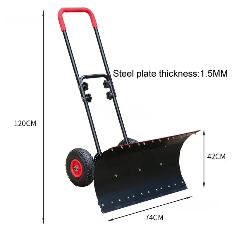 Wheeled Hand Push Snow Removal Shovel Large Snow Removal Tool Vehicle Artifact Snow Removal Machine with Wheels