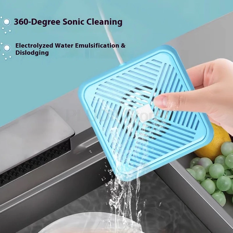 Mini lavavajillas ultrasónico, lavavajillas automático portátil, máquina limpiadora de alimentos para verduras, frutas, mariscos, limpieza de 360 grados