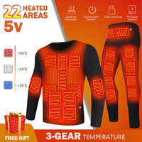 Men Heated Thermal Underwear Set Electric Heated Clothing Women Winter Electric Heating Jacket Suit Fleece Lined Heated Vest