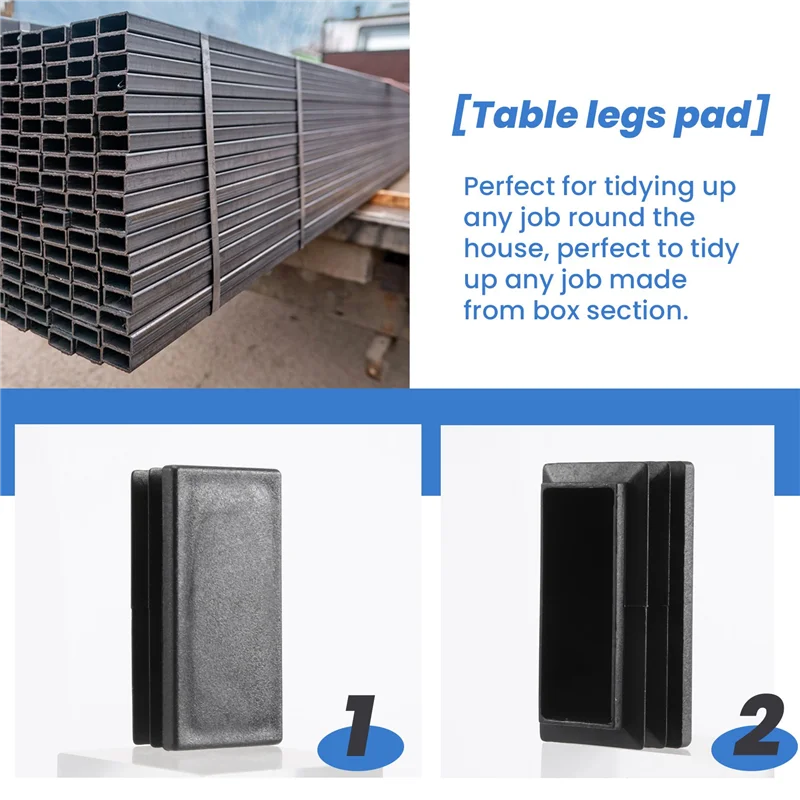 G6-Plástico Retângulo Canking End Tube Caps Inserções 25X50mm 30Pcs Preto