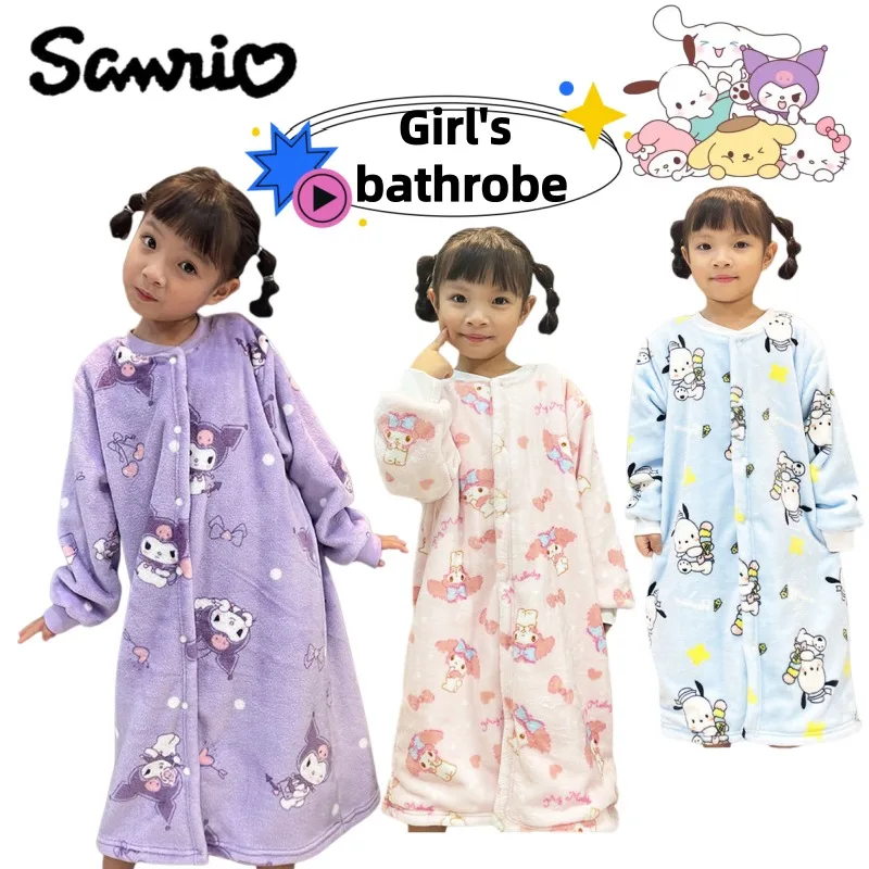 ชุดนอนซานริโอ้ คุโรมิ มายเมโลดี้ ลายการ์ตูนอนิเมะน่ารัก ผ้าฟลีซอุ่นสบาย แบบชุดเดียว สำหรับเด็กผู้หญิง ใส่ได้ทั้งฤดูใบไม้ร่วงและฤดูหนาว