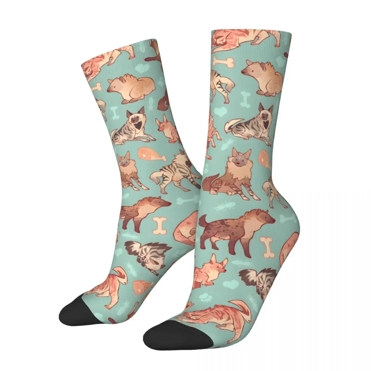 Retro Hyenas In Minty Men's compression Socks Unisex Street Style Pattern Printed Novelty Crew Sock