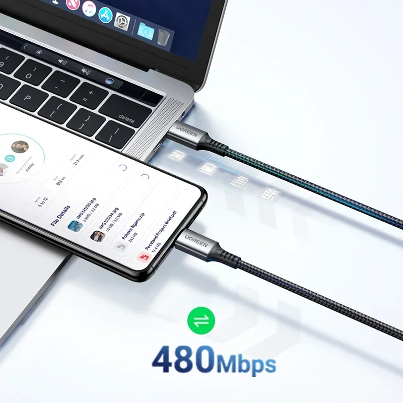 UGREEN USB C كابل نوع C إلى نوع C كابل PD100W 5A لابل آيفون 15 آي باد ماك بوك شاحن شحن سريع البيانات أندرويد دفتر #4