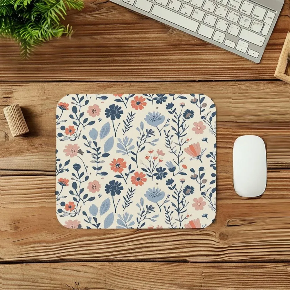 Wildfowers Floral Mouse Pad Gift Mat Square Non-Slip Floral Garden Scandinavian Rectangle Gaming Office Desk Laptop Mousepad