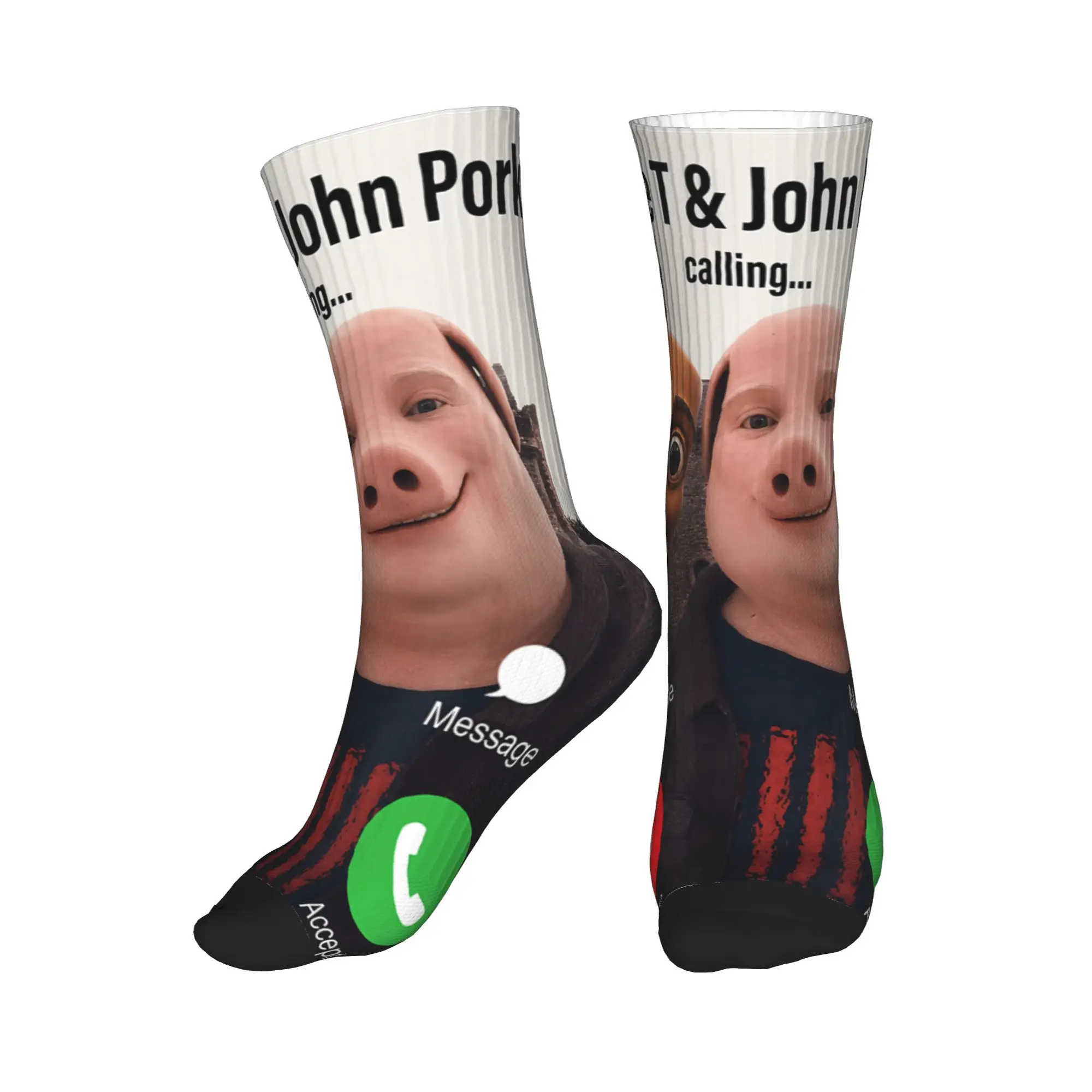 Tung Tung Tung Sahur Triple and John Pork Calling Brianrot Socks Winter Stockings Leisure Men Socks Graphic Skateboard Socks