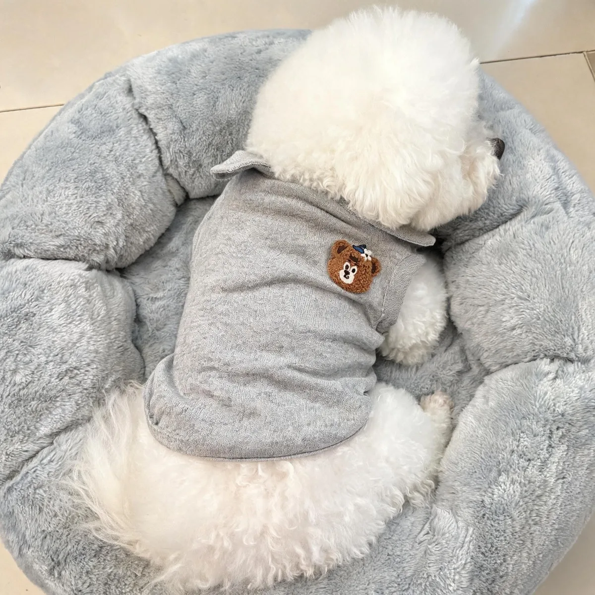 Embroidered Little Bear Pet Polo Tank Top Compared to Teddy Bear Spring/Summer Casual Breathable Dog Clothes