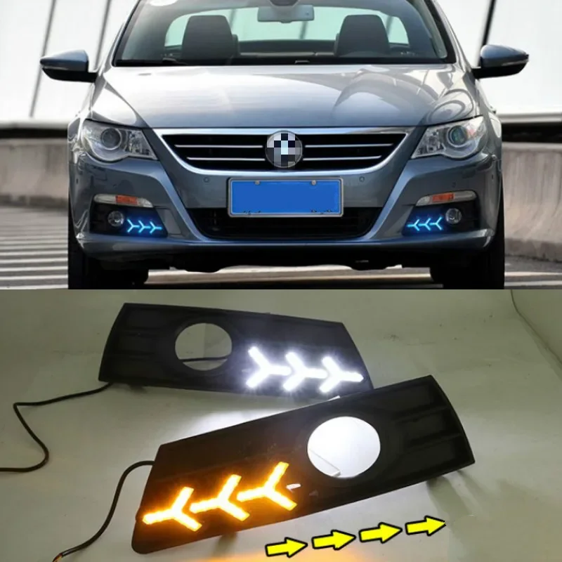 2PCS Car light For VW PASSAT CC 2009 2010 2011 2012 2013 LED DRL Daytime running lights with fog lamp cover 