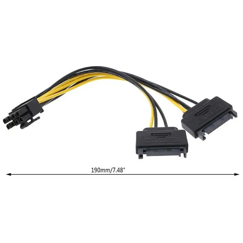 Dual SATA 15Pin To 8Pin Graphic Card Power Adapter Cable 20Cm PCIE SATA Power Supply Cable 8P To SATA