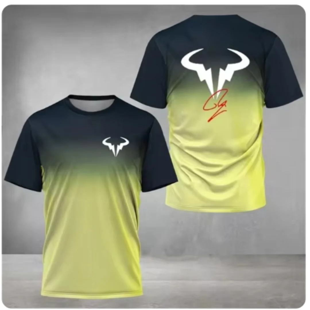 Camiseta de badminton de manga curta masculina, roupa esportiva casual com decote em O, camiseta de tênis ao ar livre, moda verão