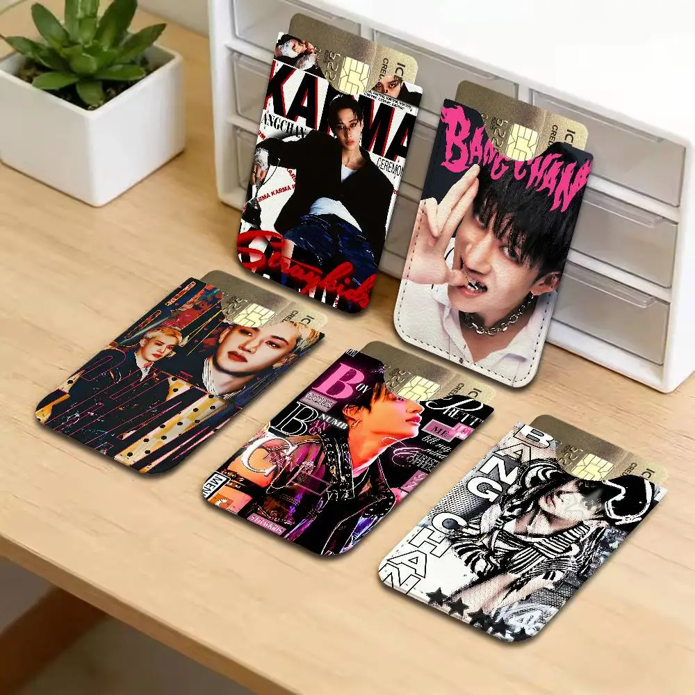 Korean K-pop Bang Chan Singer Men's Genuine Leather Mini Card Wallet, Ultra Thin Credit Portable Card & Transit Bus Card