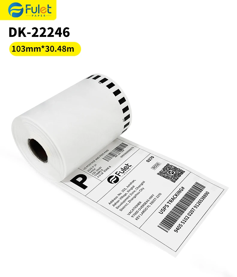 Compatible Brother DK-22246 Continuous Thermal Paper Label Roll – Black on White 103mm Extra Wide (Without Label Holder)
