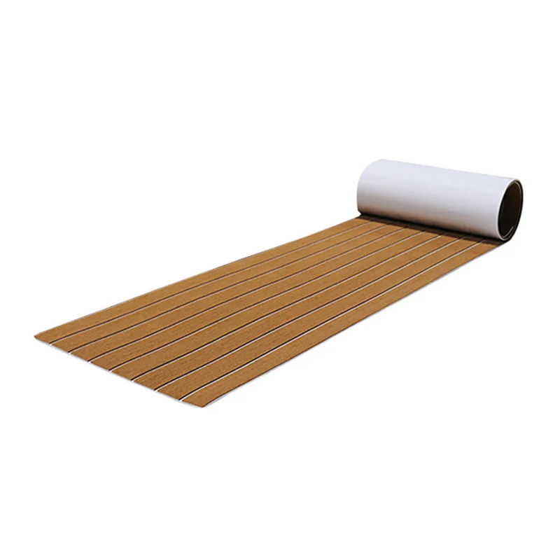 

6MM Self Adhesive EVA Foam Teak Sheet Marine Boat Yacht Synthetic Decking Foam Floor Mat Flooring Brown 240X45cm