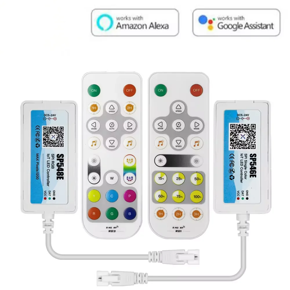 WS2812 SK6812 5050 RGB CCT RGBW Bluetooth LED Controller WIFI Music with 2.4G RF Wireless Remote Control Support Alexa Google