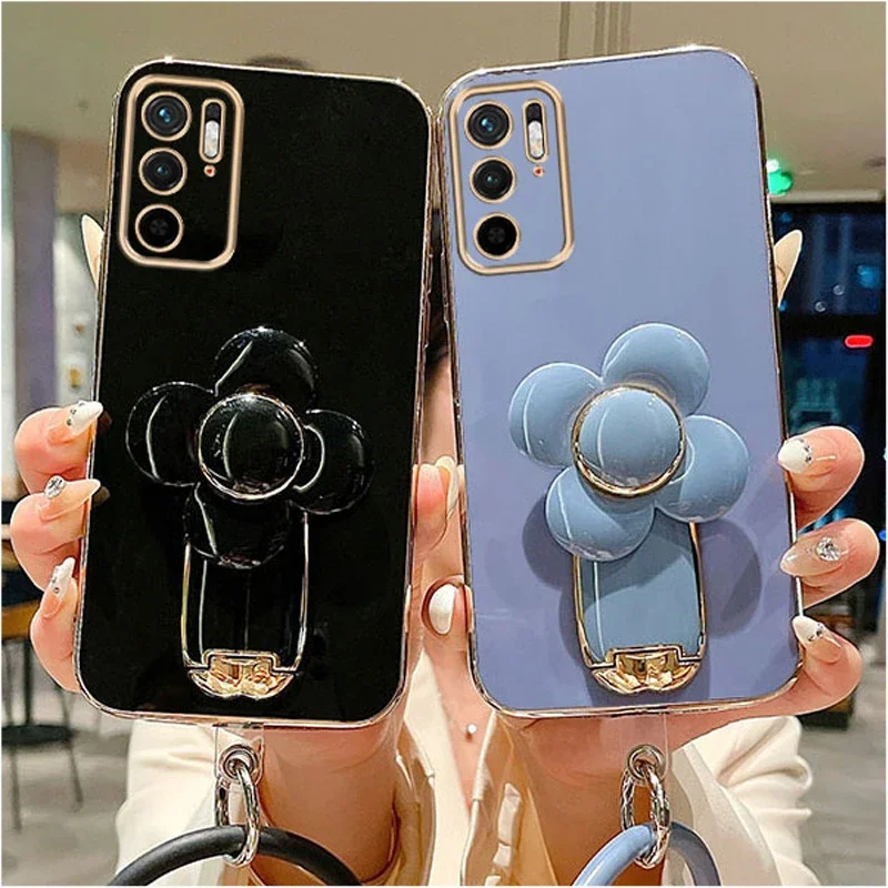 Luxury Rotating Flower Tie Rod Stand Case For Samsung S23 S22 S21 S20 FE Plus Ultra Note 20 10 9 8 S10 S9 S8 Gold Plated Cover