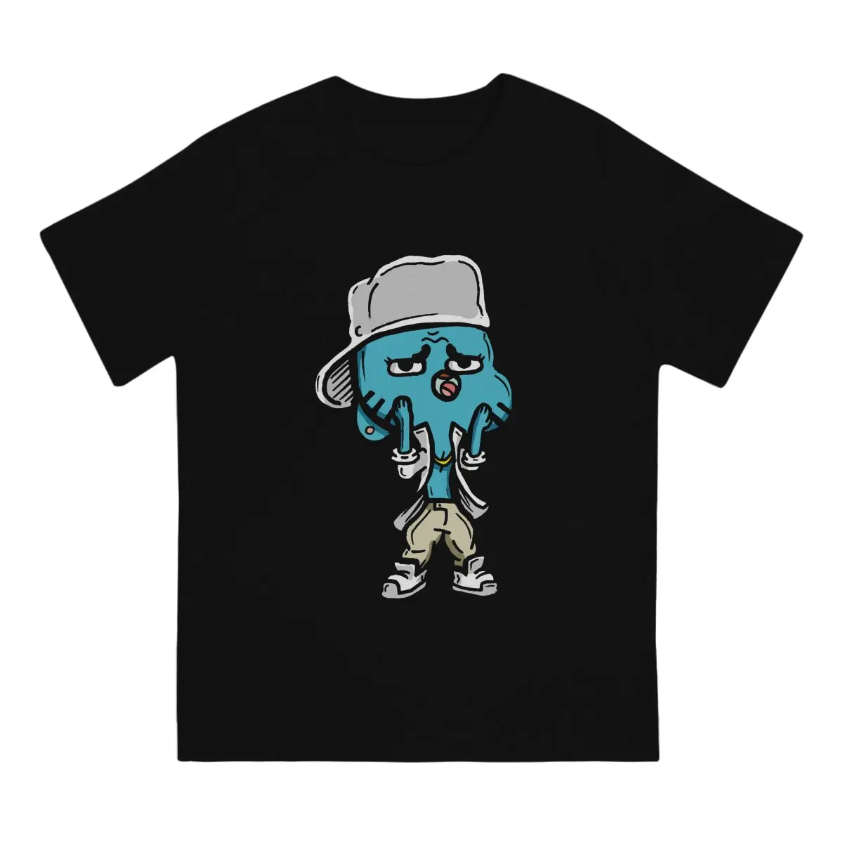 Men Cute T Shirts T-The Amazing World of Gumball Pure Cotton Clothes Casual Short Sleeve Crew Neck Tee Shirt Birthday