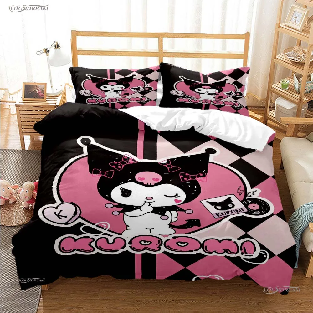 Kuromi Cinnamoroll Bedding Sets Sanrio Comforter Cover Bed Cover Duvet Cover Pillow Case 2-3 Pieces Sets Kids Adult Size