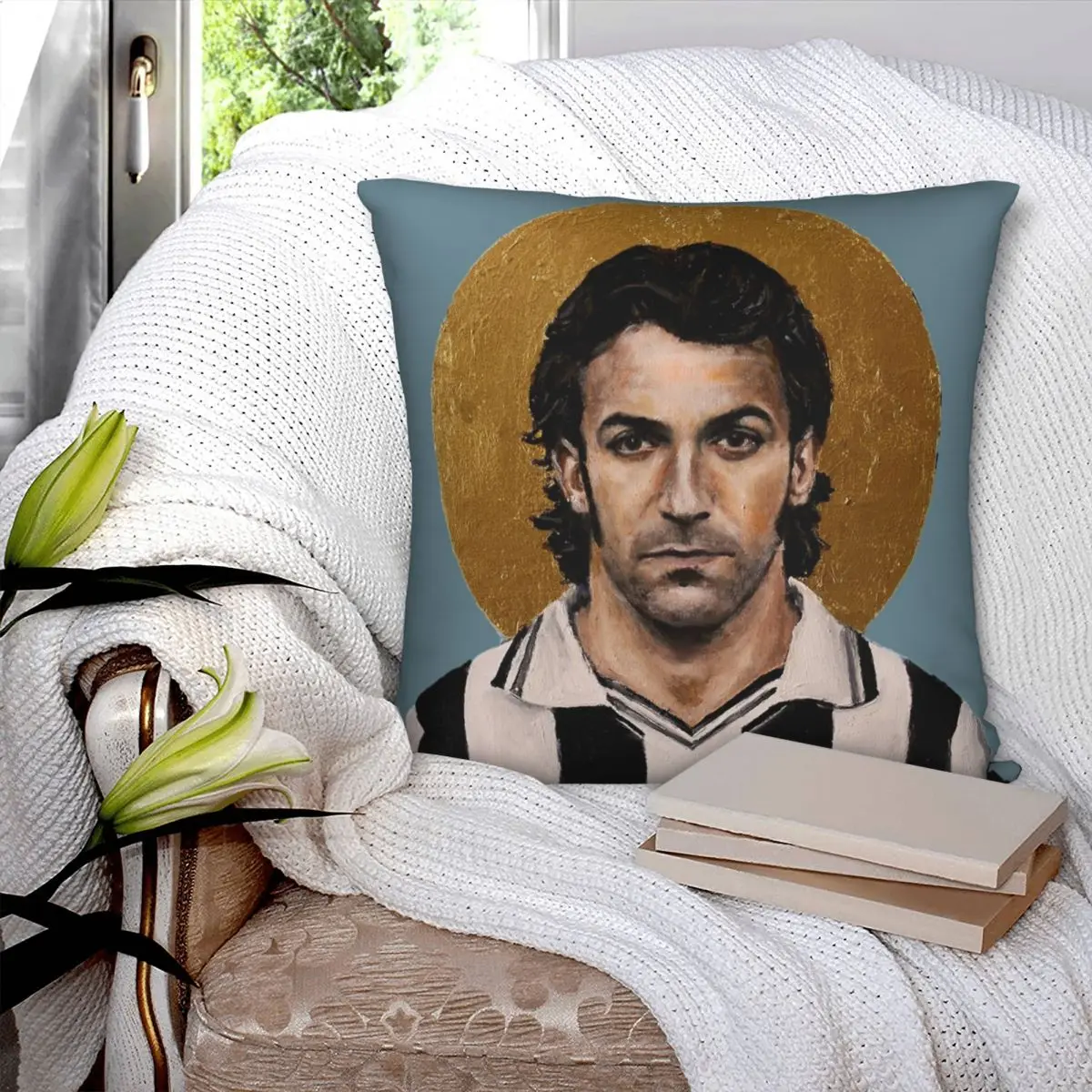 Alessandro Del Piero Square Pillowcase Polyester Linen Velvet Creative Zip Decor Home Cushion Cover