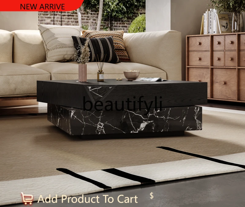 

Wood grain coffee table small apartment living room home antique designer creative light luxury high sense G1218