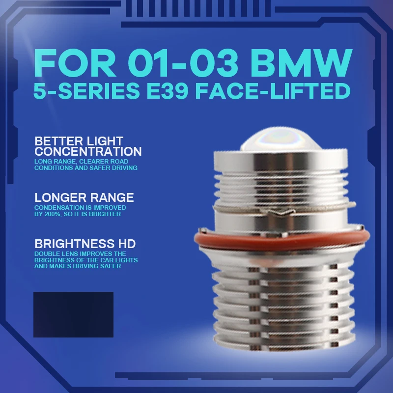 For BMW 5-series E39 face-lifted 2001 2002 2003 No Error High Power 3-year Warranty IP65 12 LED White LED Angel Eyes Light