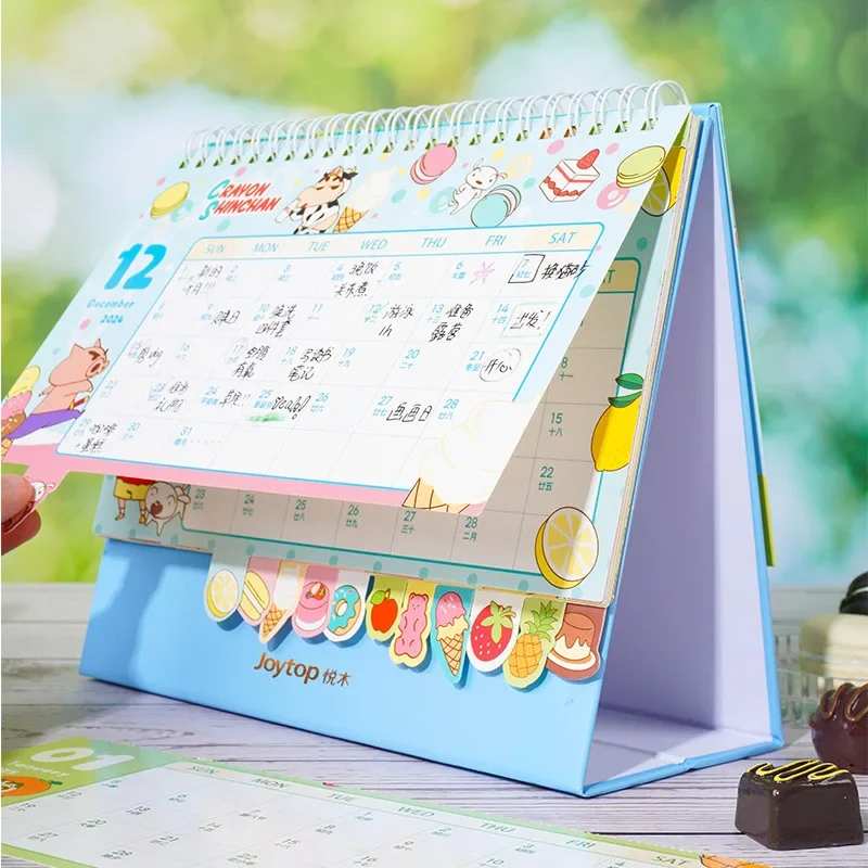 Anime Shin-chan 2025 Dessert Desk Calendar Kawaii Cartoon Diary Desktop Ornament Figure Office School Supplies Monthly Planner