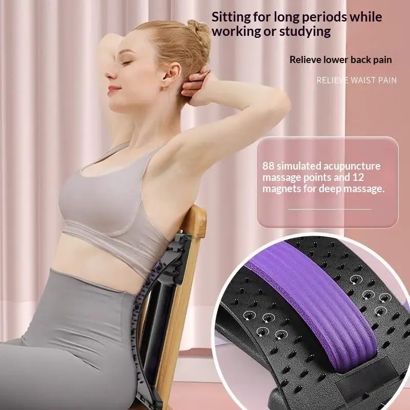 Portable Lumbar Stretcher 1Pcs Spine Correction Pillow Back Pain Relief Device for Yoga Travel Office Daily Use