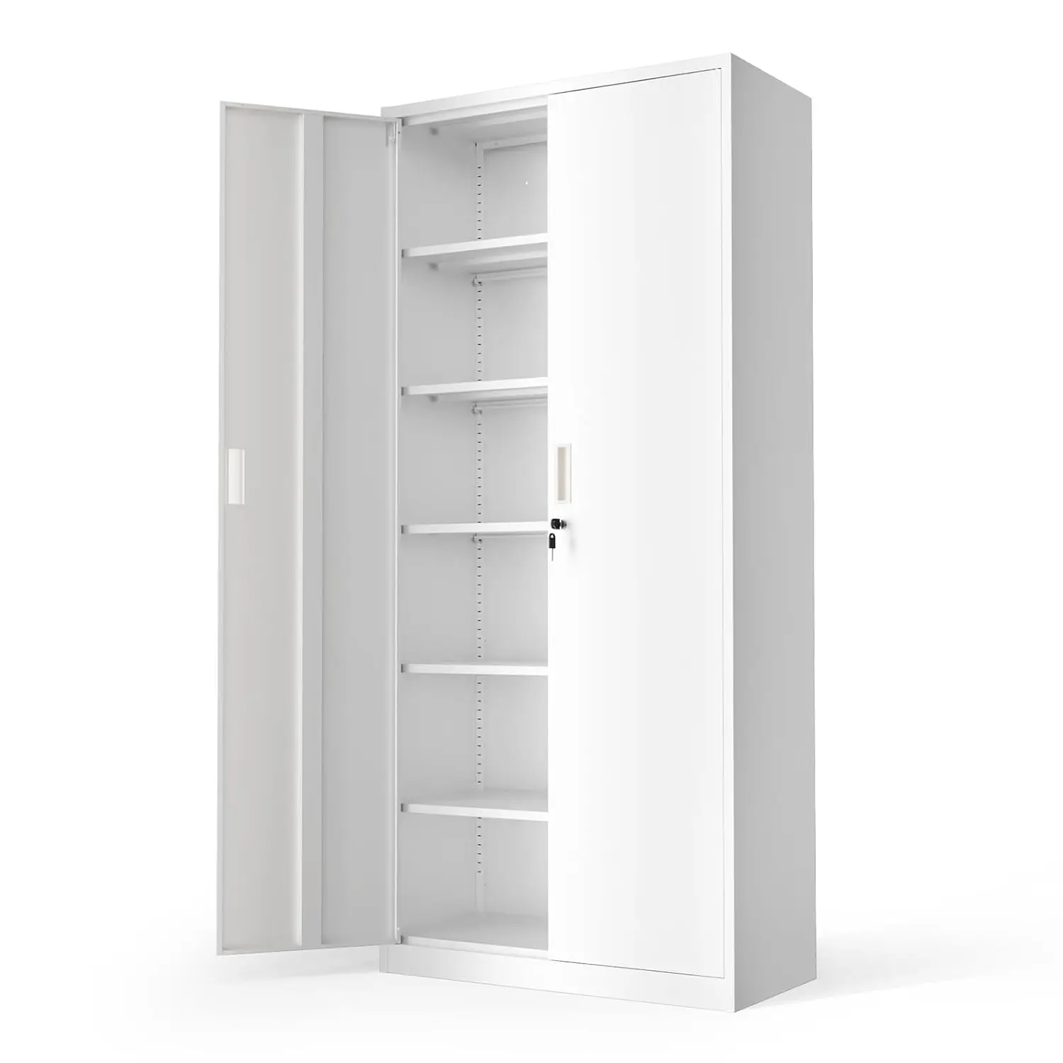 Metal Storage Cabinet With 2 Doors & 5 Shelves, 71