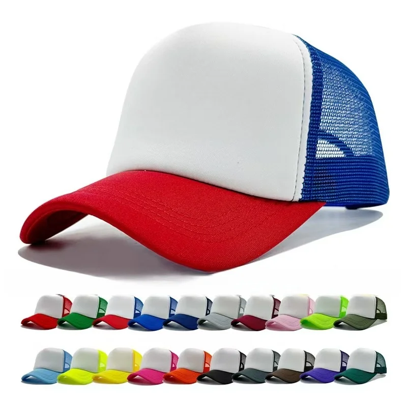 2026 New Unisex Cheaper 5 Panel Trucker Hat For Adult Summer Net Baseball Cap Men Women Sponge Mesh Adjustable Sun Hat