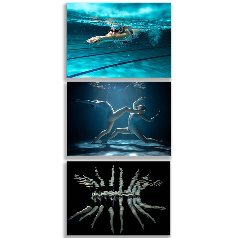 Character Swimming, Sport Girl Print, Wall Art Print Nordic Poster, Pool Canvas Painting Picture Living Room Decor