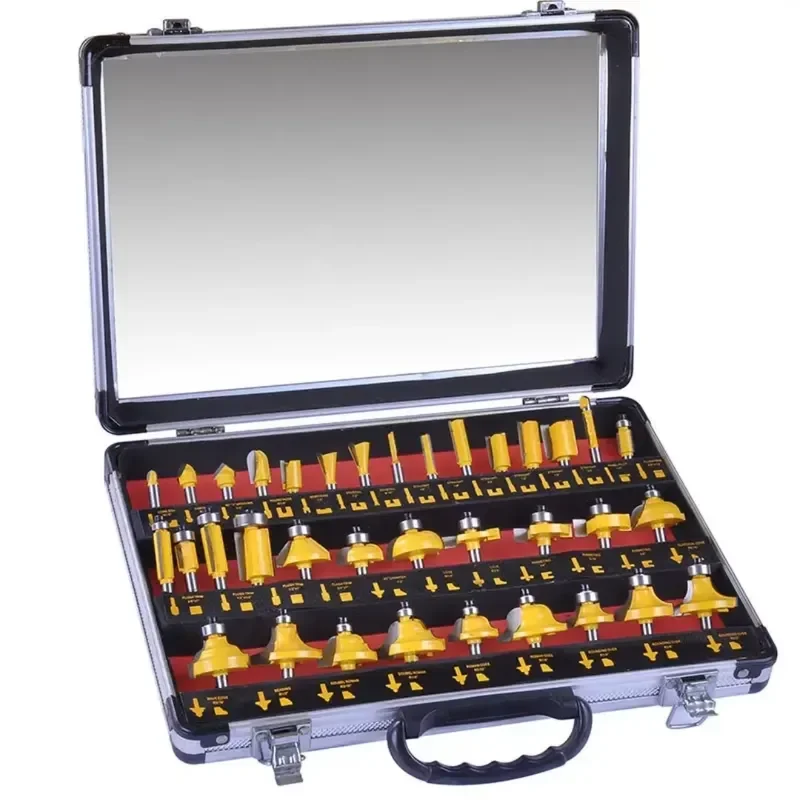 TEBAK Woodworking Milling Cutter Set 35Pieces Set Trimming Machine Engraving Machine 1/4 Small Handle Milling Cutter