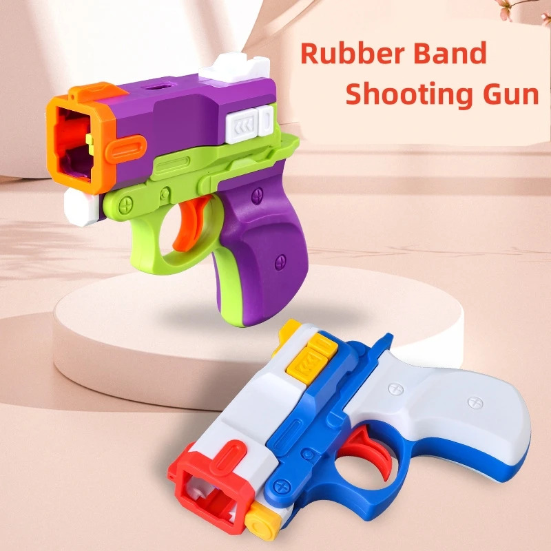 3D Carrot Gun Can Fire Rubber Bands Gun Mini Boy Pistol Model Children's Decompression Toys Gun