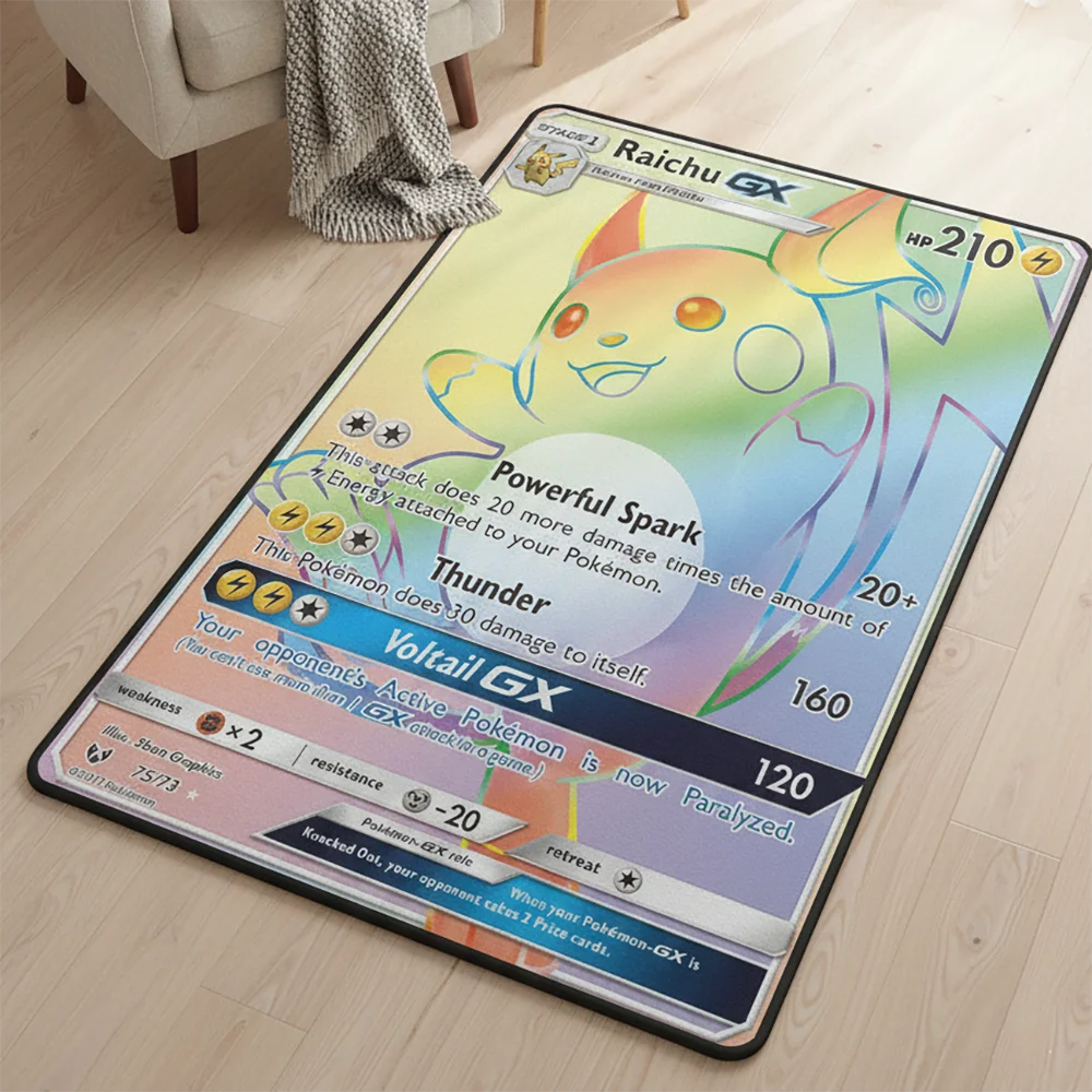 

Аниме-ковер Pokemon Raichu, милый декор для комнаты в стиле манга, модный подарок для отаку, для спальни и гостиной, нескользящий ковер/плед