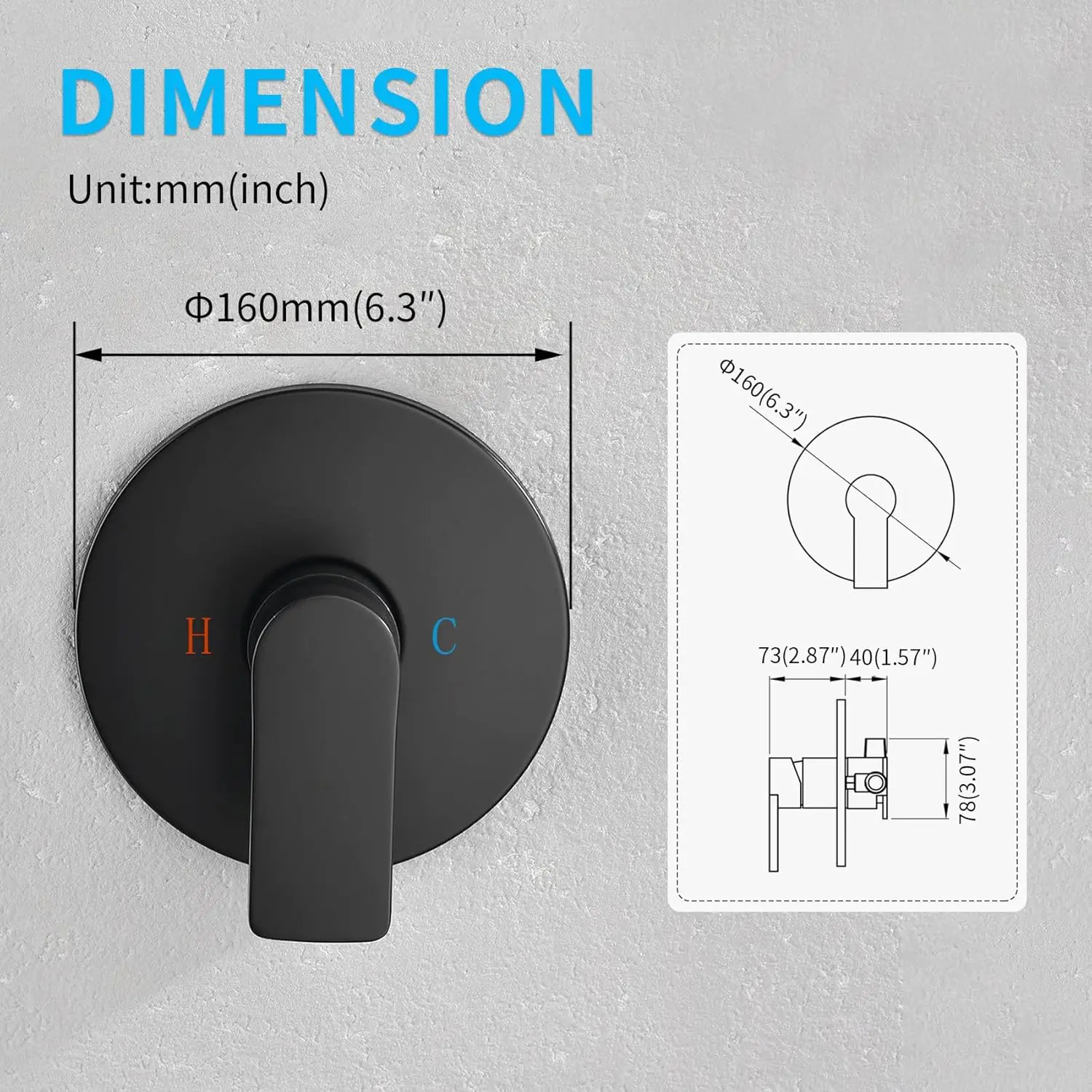 Single-Function Shower Valve Trim Kit, Matte Black, Wall Mount, Male Thread, 06161KB