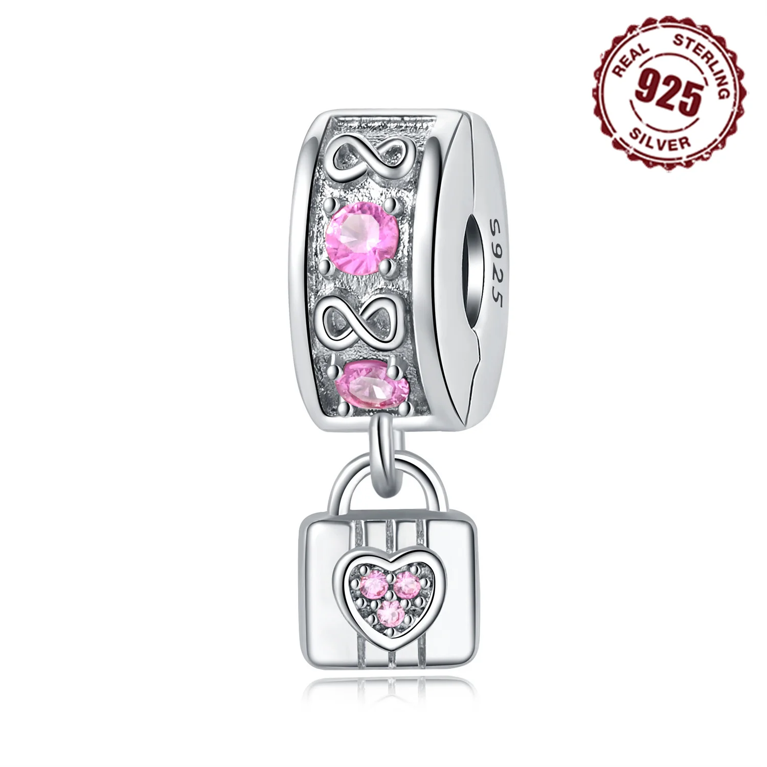 925 Sterling Silver Pink Love Series Series Charms Positioning Buckle For Original Bracelet S925 DIY Jewelry Fine Gift Accessory